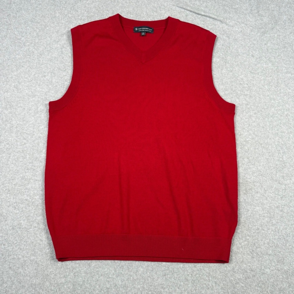Hart Schaffner Marx Red Extra Fine Merino Wool V-Neck Sweater Vest Size M Preppy